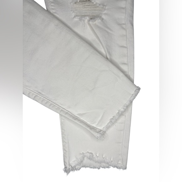 LOFT Women’s White High Waist Denim Crop Frayed Skinny Jeans | Size 8 - Picture 5 of 7